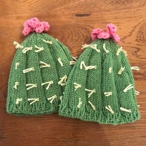 Hand-knit Baby Cactus Hats